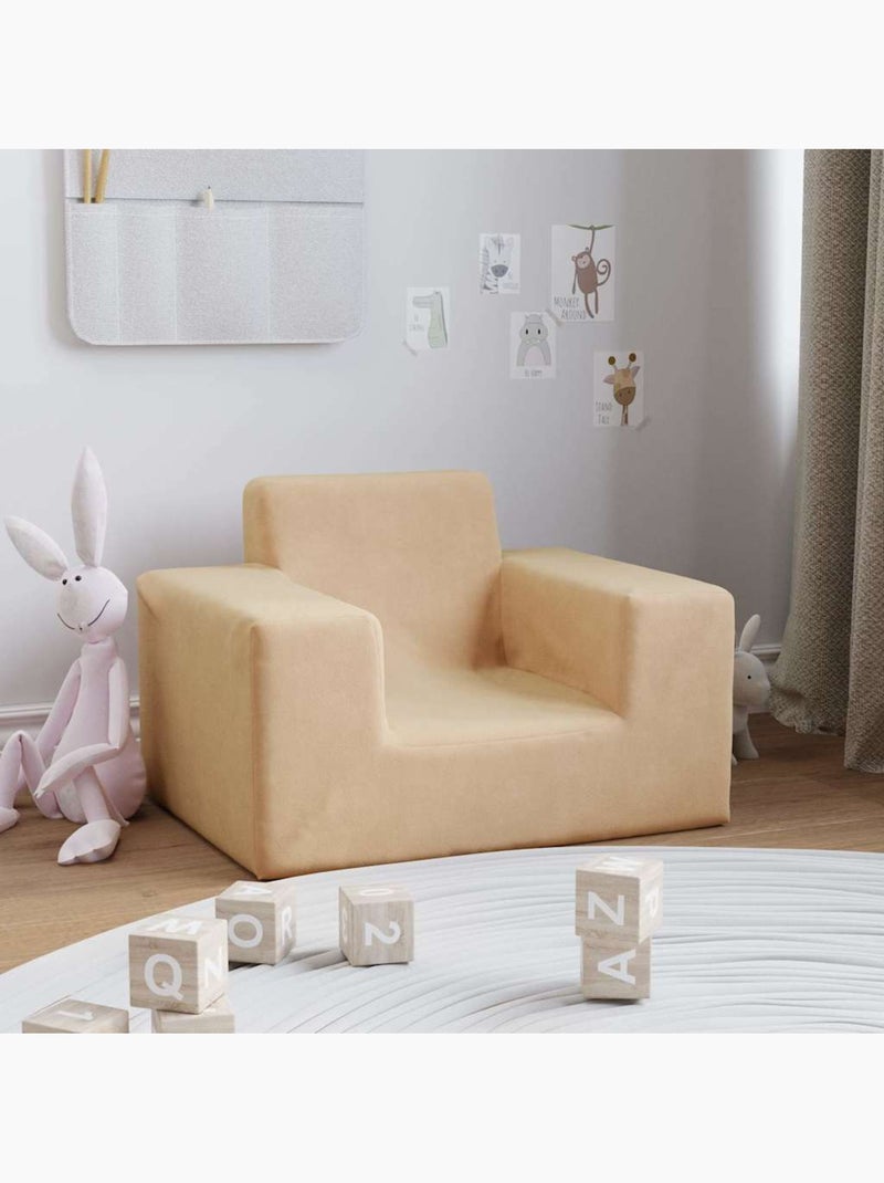 Canapé enfant en peluche polyester rembourrage mousse - vidaxl Crème - Kiabi