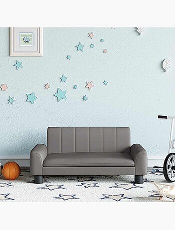 Canapé enfant en similicuir gris avec pieds en pin massif vidaxl