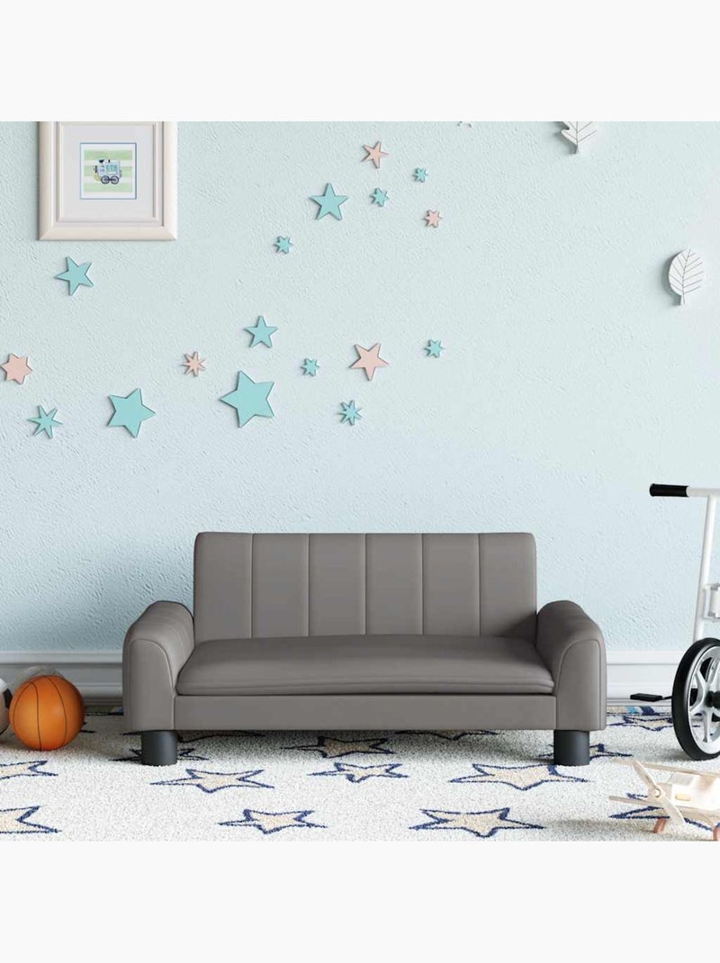Canapé enfant en similicuir gris avec pieds en pin massif vidaxl Gris - Kiabi