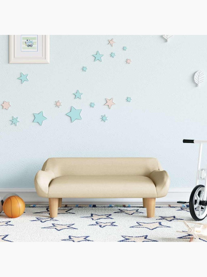 Canapé enfant en tissu rembourré avec pieds en bois - vidaxl Crème - Kiabi
