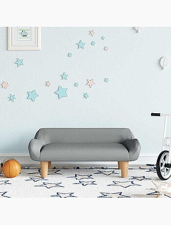 Canapé enfant en tissu rembourré avec pieds en bois - vidaxl