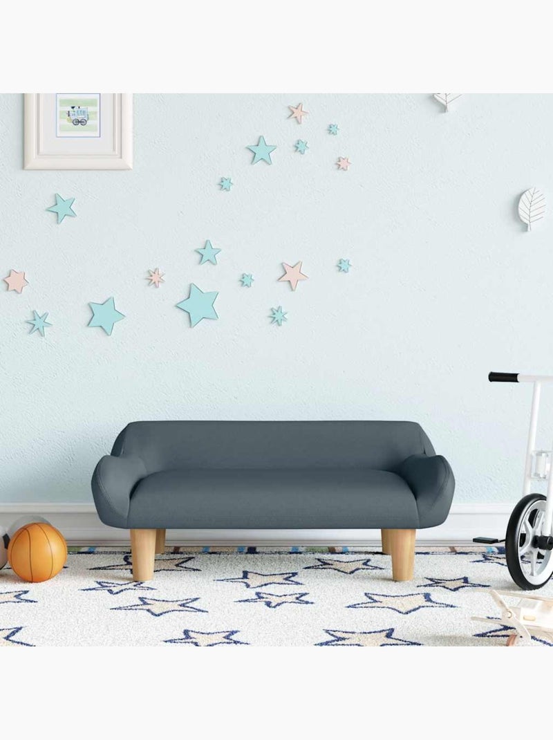 Canapé enfant en tissu rembourré avec pieds en bois - vidaxl Gris foncé - Kiabi