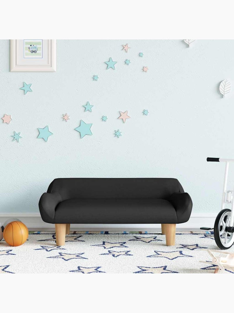 Canapé enfant en tissu rembourré avec pieds en bois - vidaxl Noir - Kiabi