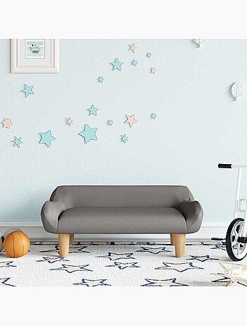 Canapé enfant en tissu rembourré avec pieds en bois - vidaxl