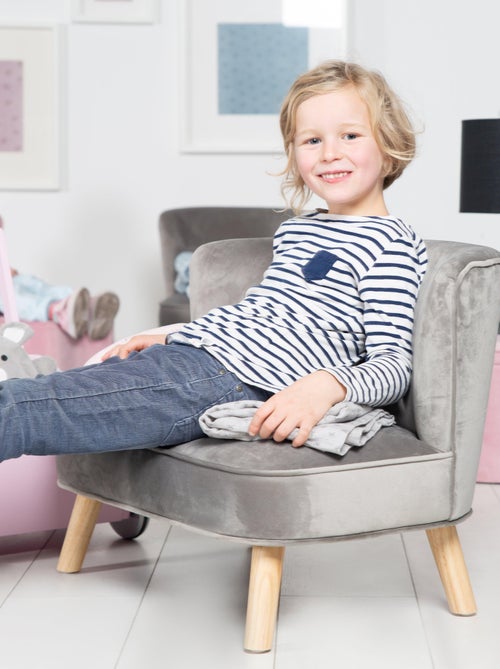 Canapé enfant en velours avec pieds en bois massif - ROBA 'lil sofa' - Kiabi