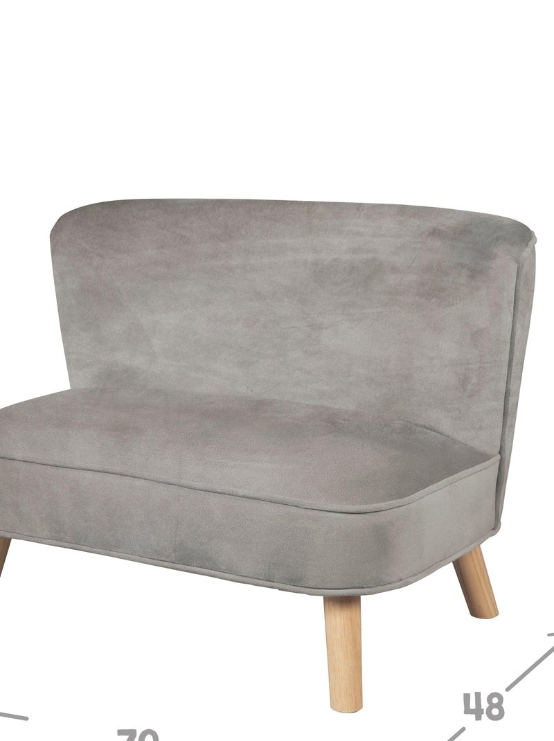 Canapé enfant en velours avec pieds en bois massif - ROBA 'lil sofa' Gris - Kiabi