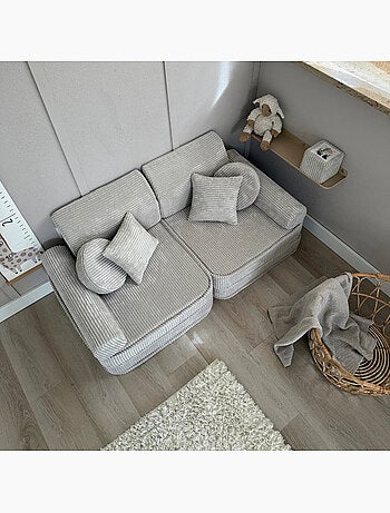 Canapé enfant modulable 120 cm velours écru 10 pcs