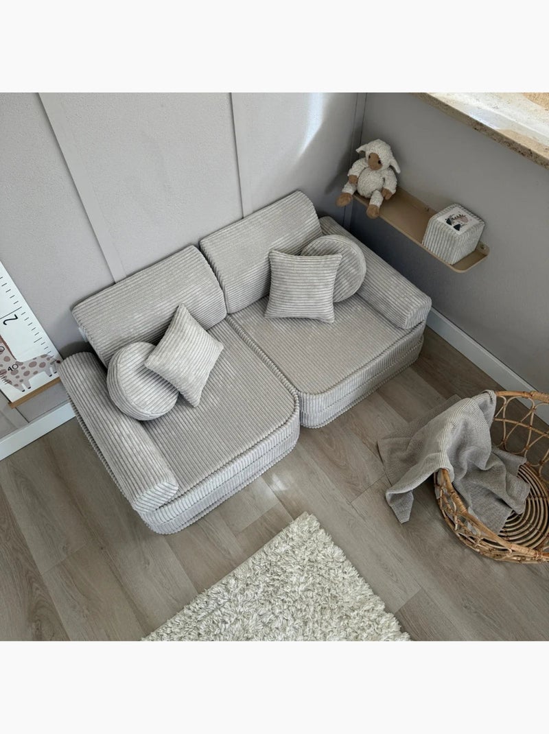 Canapé enfant modulable 120 cm velours écru 10 pcs Beige - Kiabi