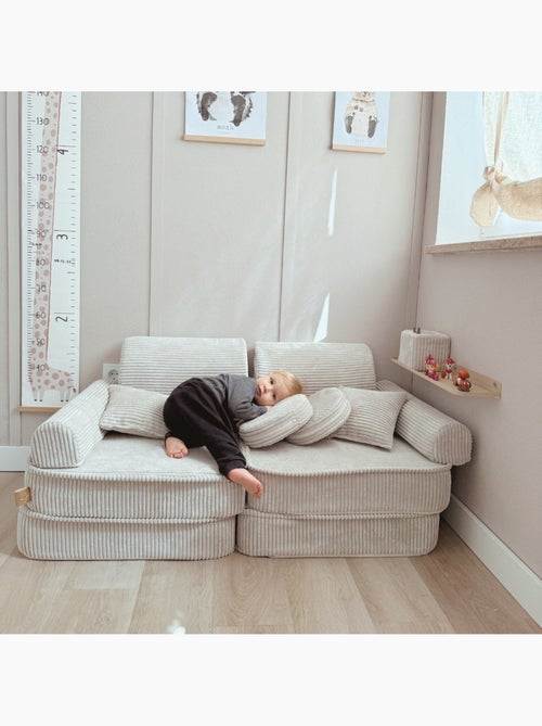 Canapé enfant modulable 120 cm velours écru 10 pcs - Kiabi