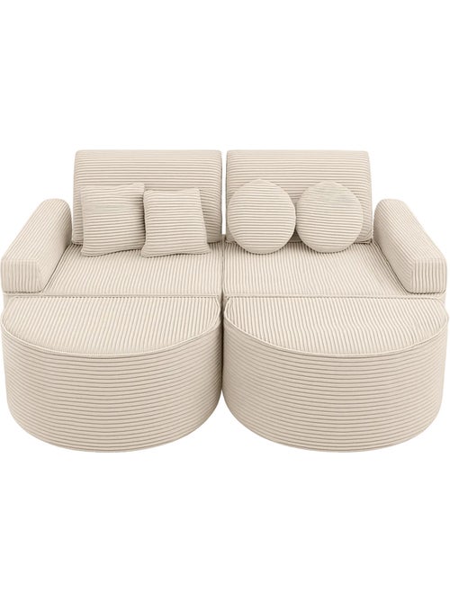 Canapé enfant modulable 120 cm velours écru 12 pcs - Kiabi