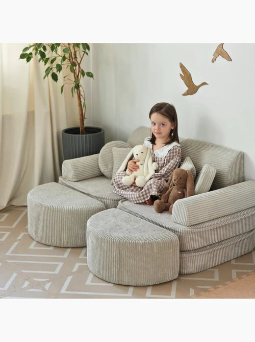 Canapé enfant modulable 120 cm velours écru 12 pcs - Kiabi