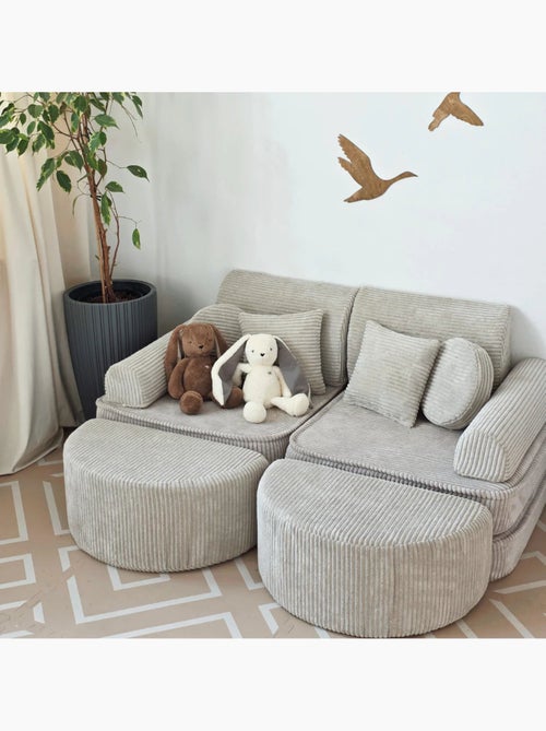 Canapé enfant modulable 120 cm velours écru 12 pcs - Kiabi