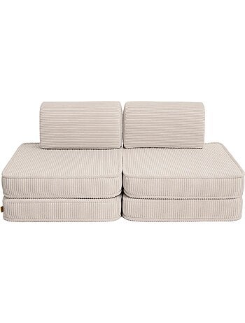Canapé enfant modulable 120 cm velours écru 4 pcs