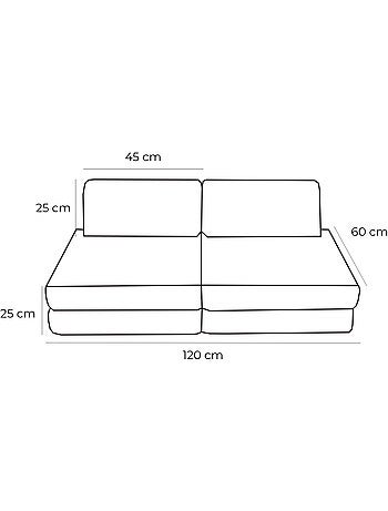 Canapé enfant modulable 120 cm velours écru 4 pcs