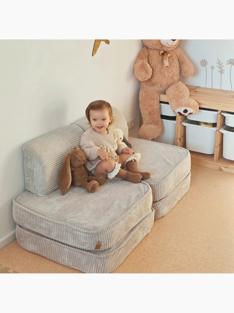 Canapé enfant modulable 120 cm velours écru 4 pcs Beige - Kiabi