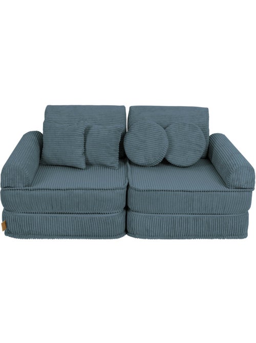 Canapé enfant modulable 120 cm velours turquoise 10 pcs - Kiabi