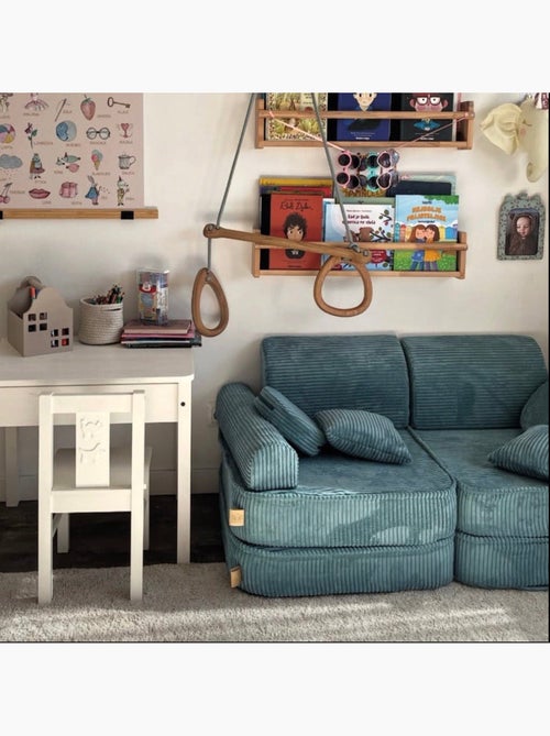 Canapé enfant modulable 120 cm velours turquoise 10 pcs - Kiabi