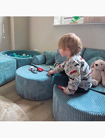 Canapé enfant modulable 120 cm velours turquoise 12 pcs