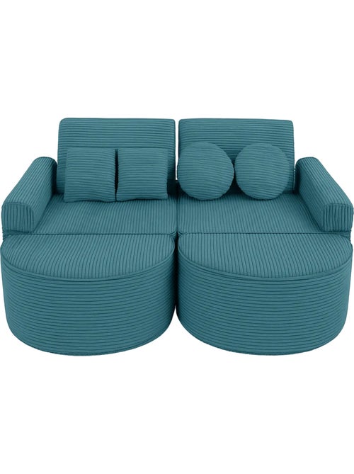 Canapé enfant modulable 120 cm velours turquoise 12 pcs - Kiabi