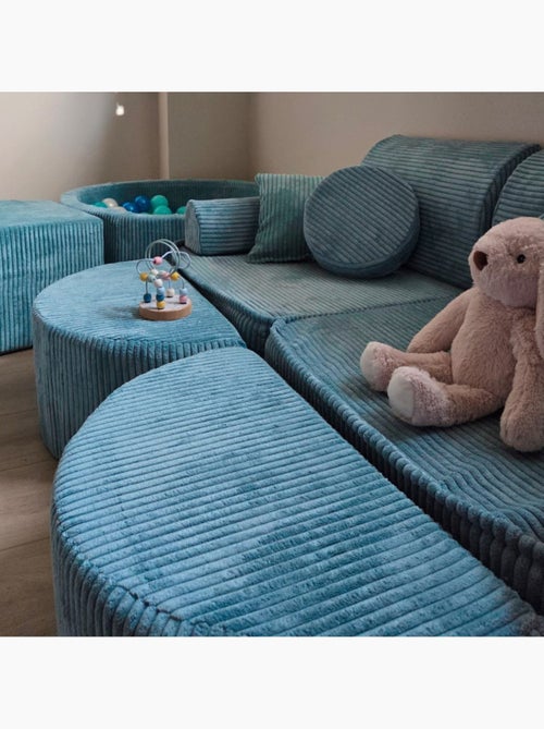 Canapé enfant modulable 120 cm velours turquoise 12 pcs - Kiabi