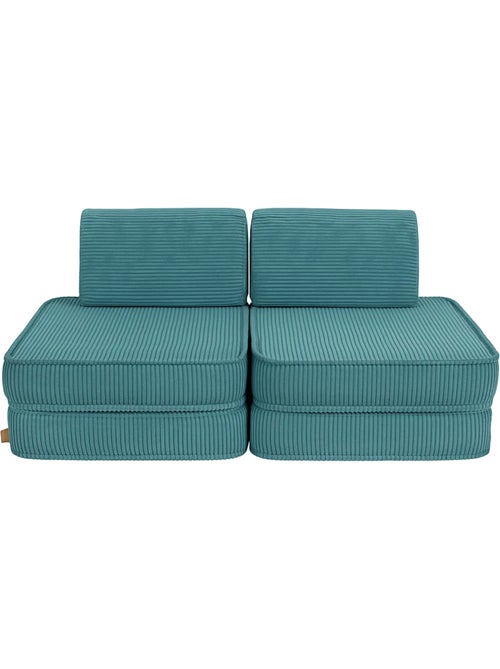 Canapé enfant modulable 120 cm velours turquoise 4 pcs - Kiabi