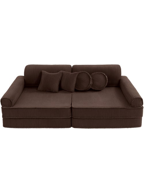 Canapé enfant modulable 160 cm velours marron 10 pcs - Kiabi