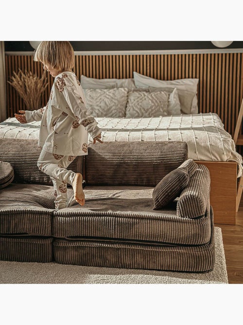 Canapé enfant modulable 160 cm velours marron 10 pcs - Kiabi