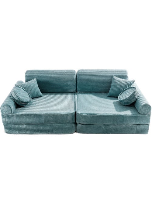 Canapé enfant modulable 160 cm velours turquoise 10 pcs - Kiabi