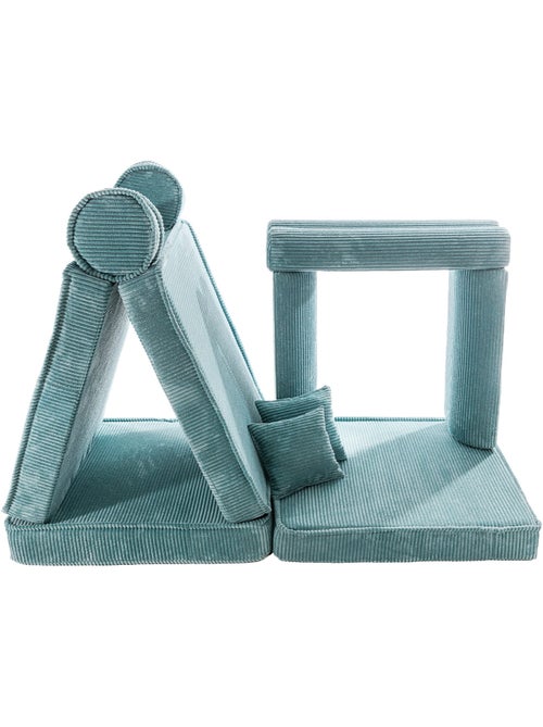 Canapé enfant modulable 160 cm velours turquoise 10 pcs - Kiabi
