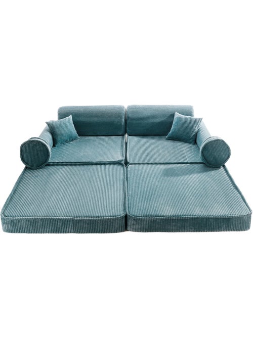 Canapé enfant modulable 160 cm velours turquoise 10 pcs - Kiabi