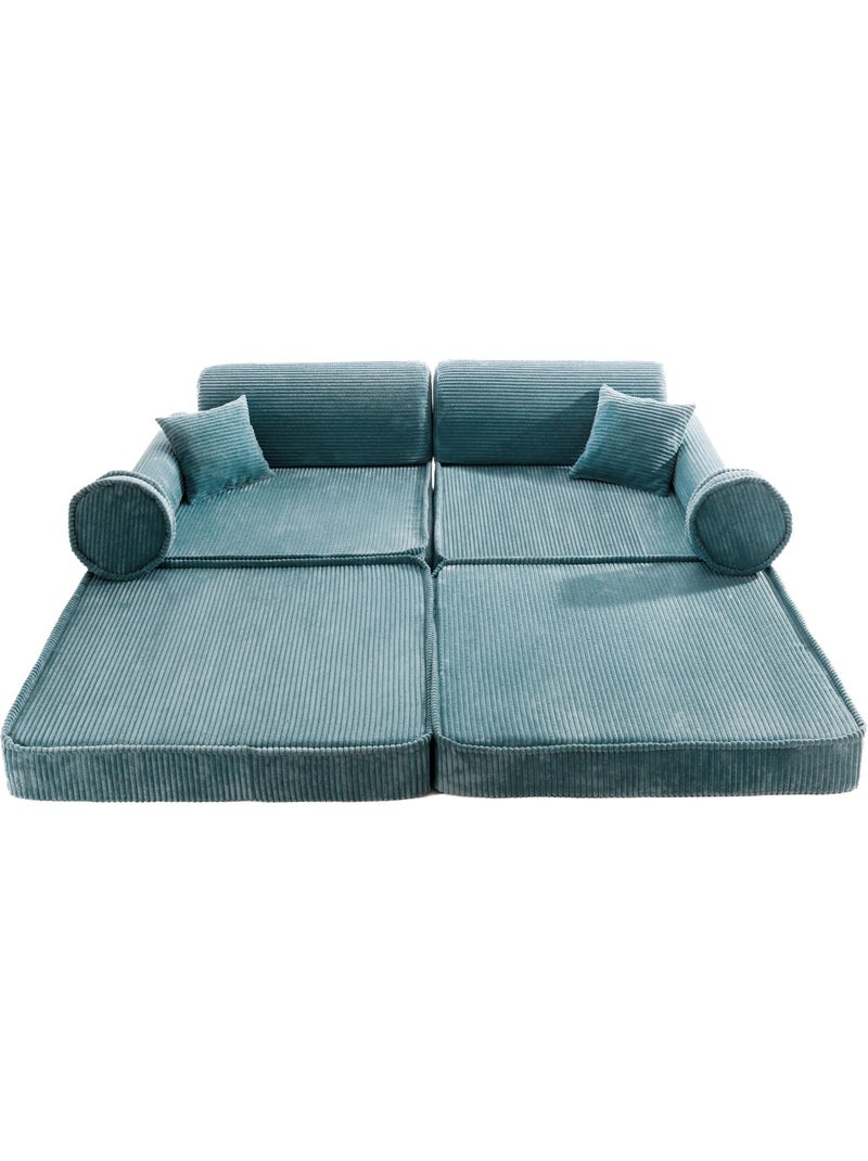 Canapé enfant modulable 160 cm velours turquoise 10 pcs Bleu - Kiabi