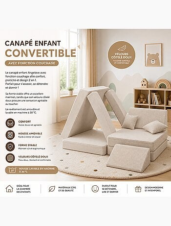 Canapé enfant design en velours côtelé tendance