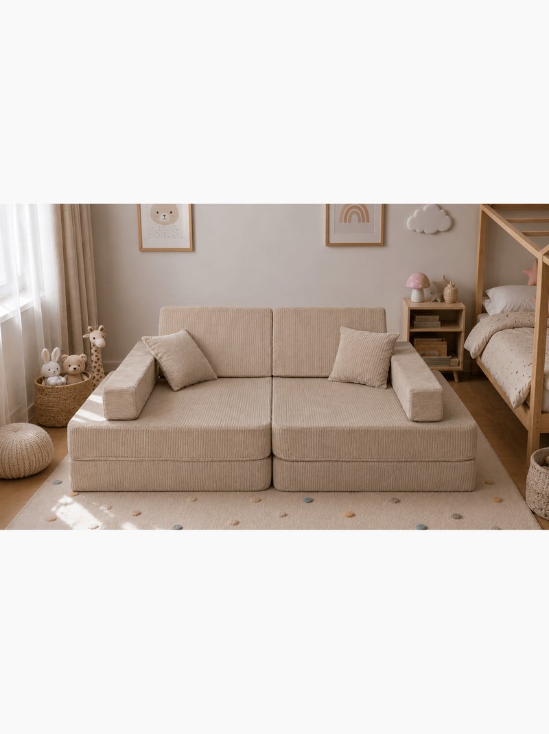 Canapé enfant pliable couchage velours côtelé Beige argile - Kiabi