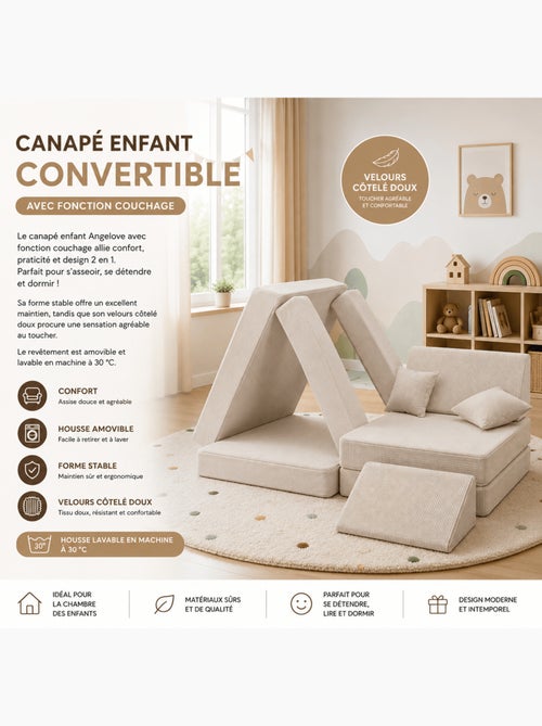 Canapé enfant pliable couchage velours côtelé - Kiabi