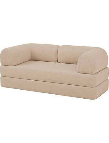 Canapé lit compressé modulable en velours côtelé 90x180 cm