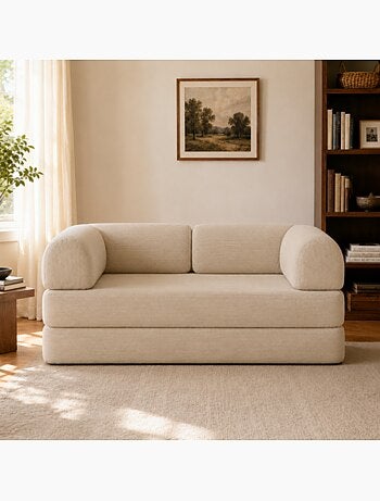 Canapé lit compressé modulable en velours côtelé 90x180 cm