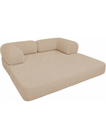 Canapé lit compressé modulable en velours côtelé 90x180 cm