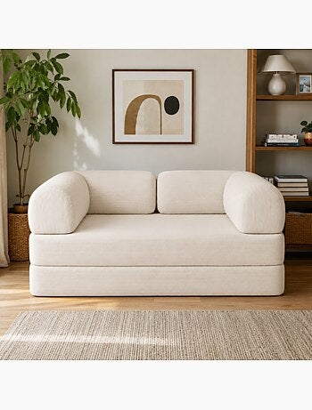 Canapé lit compressé modulable en velours côtelé 90x180 cm