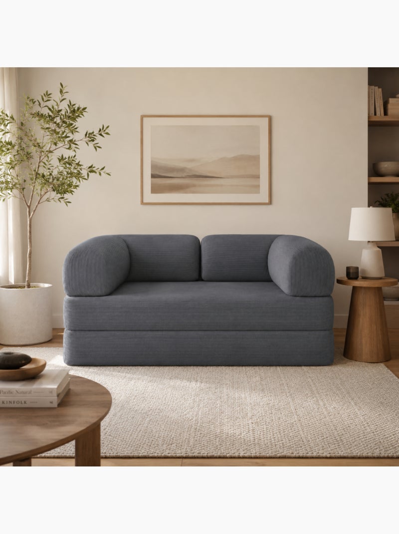 Canapé lit compressé modulable en velours côtelé 90x180 cm Gris - Kiabi