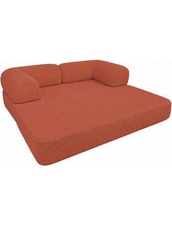 Canapé lit compressé modulable en velours côtelé 90x180 cm