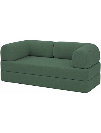 Canapé lit compressé modulable en velours côtelé 90x180 cm