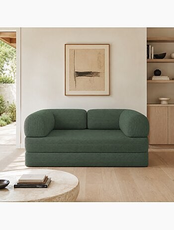 Canapé lit compressé modulable en velours côtelé 90x180 cm