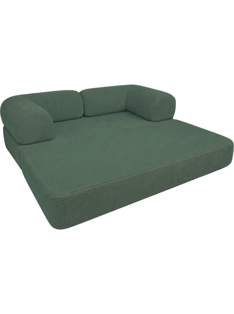 Canapé lit compressé modulable en velours côtelé 90x180 cm Vert forêt - Kiabi