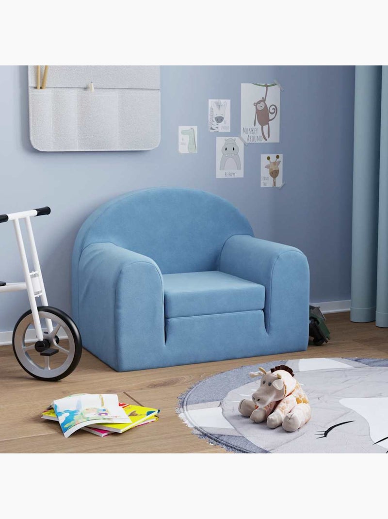 Canapé-lit enfant convertible en peluche clair à étoiles - vidaxl Bleu - Kiabi