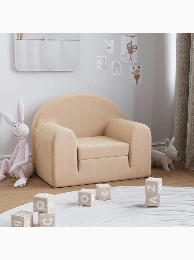 Canapé-lit enfant convertible en peluche clair à étoiles - vidaxl Crème - Kiabi