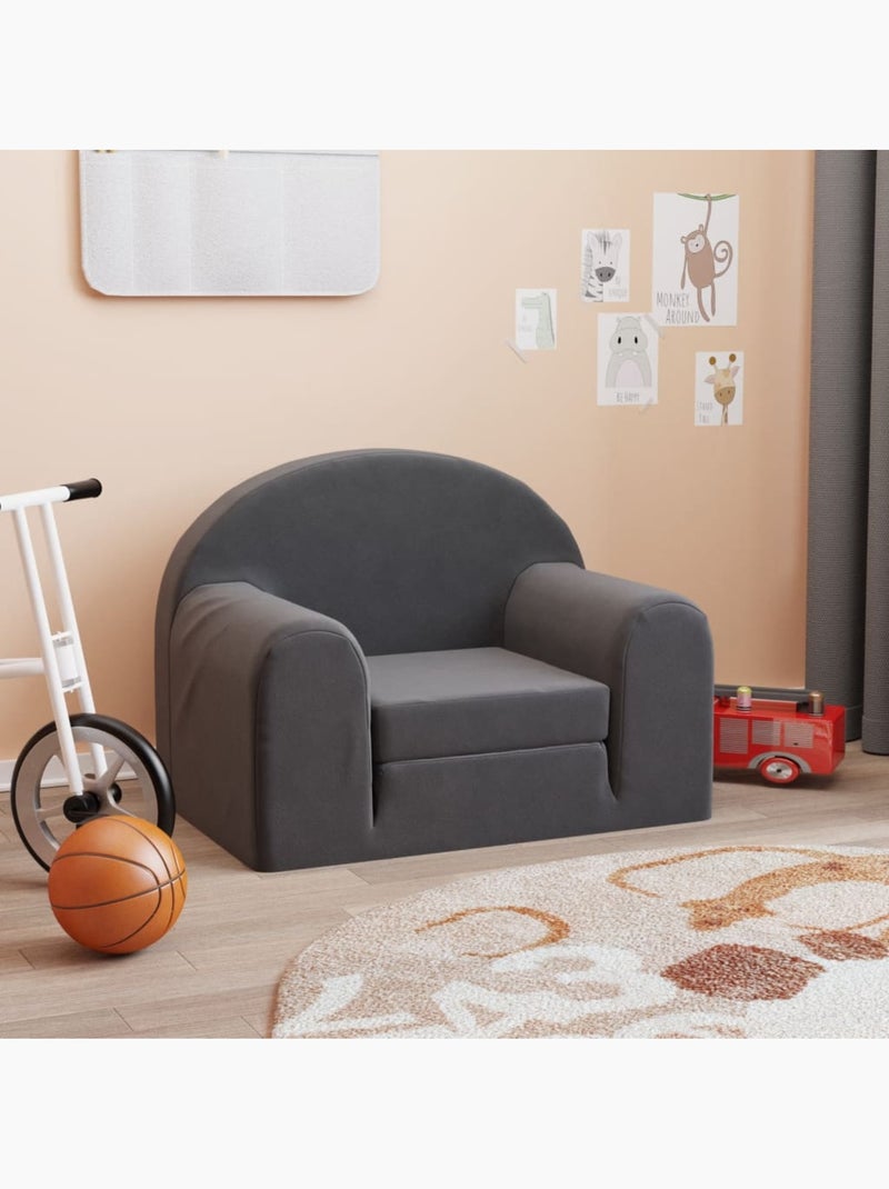 Canapé-lit enfant convertible en peluche clair à étoiles - vidaxl gris anthracite - Kiabi