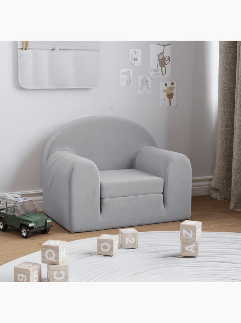 Canapé-lit enfant convertible en peluche clair à étoiles - vidaxl Gris clair - Kiabi