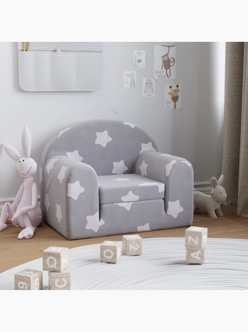 Canapé-lit enfant convertible en peluche clair à étoiles - vidaxl Gris perle - Kiabi