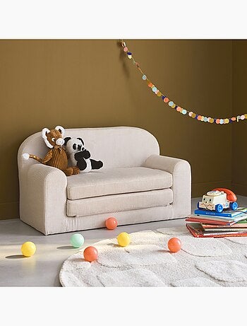Canapé lit enfant velours côtelé dépliable Cleo