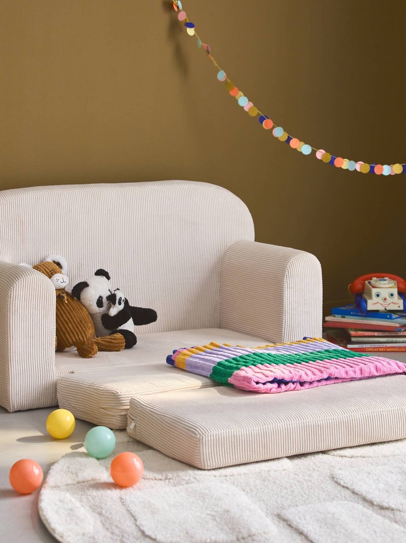 Canapé lit enfant velours côtelé dépliable Cleo Beige - Kiabi